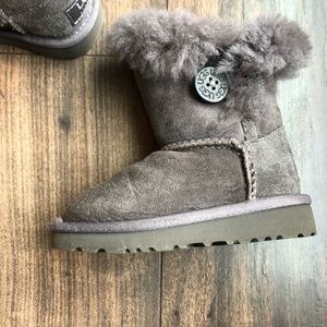 Gray little girls UGG boots with button